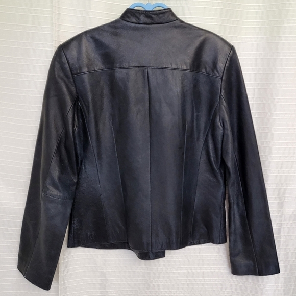 INC Intl Moto Jacket Leather Double Breasted Black Distressed VTG Women's S - Picture 5 of 16